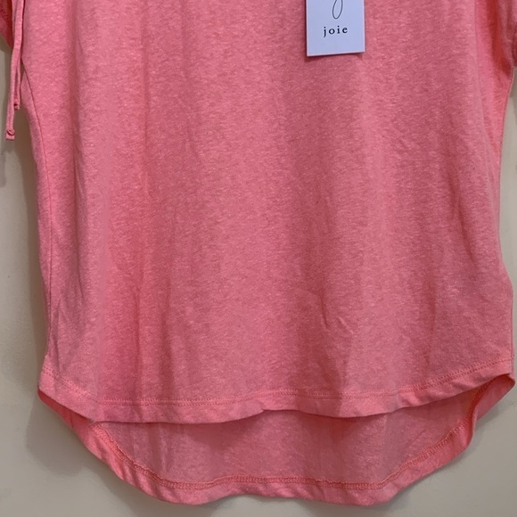 Joie | NWT Salmon Pink Cinch Shoulders Linen Blend Cap Sleeve Round Neck Top S - Picture 8 of 11